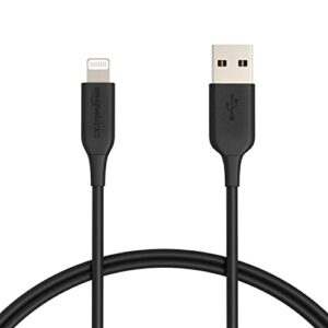 amazon basics 2-pack usb-a to lightning abs charger cable, mfi certified charger for apple iphone 14 13 12 11 x xs pro, pro max, plus, ipad, 3 foot, black