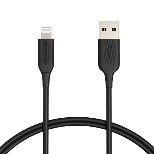 Amazon Basics 2-Pack USB-A to Lightning ABS Charger Cable, MFi Certified Charger for Apple iPhone 14 13 12 11 X Xs Pro, Pro Max, Plus, iPad, 3 Foot, Black