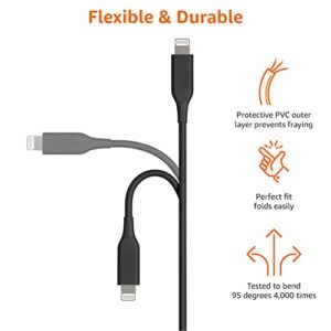 Amazon Basics 2-Pack USB-A to Lightning ABS Charger Cable, MFi Certified Charger for Apple iPhone 14 13 12 11 X Xs Pro, Pro Max, Plus, iPad, 3 Foot, Black