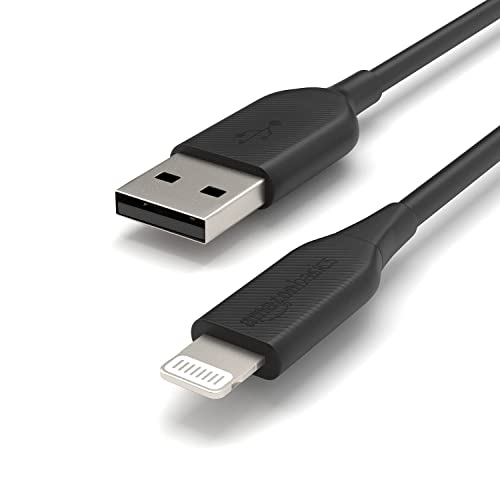 Amazon Basics 2-Pack USB-A to Lightning ABS Charger Cable, MFi Certified Charger for Apple iPhone 14 13 12 11 X Xs Pro, Pro Max, Plus, iPad, 3 Foot, Black