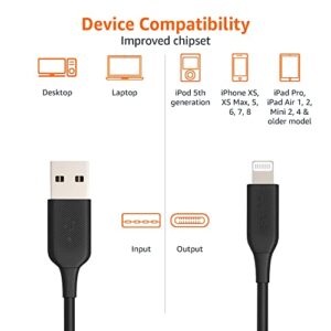 Amazon Basics 2-Pack USB-A to Lightning ABS Charger Cable, MFi Certified Charger for Apple iPhone 14 13 12 11 X Xs Pro, Pro Max, Plus, iPad, 3 Foot, Black