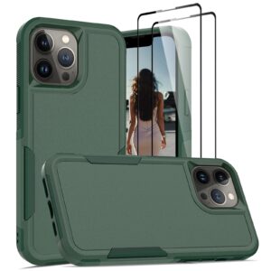 jeylly [3 in 1 for iphone 13 pro max case, heavy duty hybrid hard pc soft tpu silicone defender bumper slim fit durable phone case for iphone 13 pro max, green