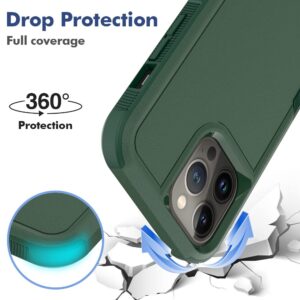 Jeylly [3 in 1 for iPhone 13 Pro Max Case, Heavy Duty Hybrid Hard PC Soft TPU Silicone Defender Bumper Slim Fit Durable Phone Case for iPhone 13 Pro Max, Green