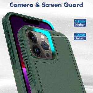 Jeylly [3 in 1 for iPhone 13 Pro Max Case, Heavy Duty Hybrid Hard PC Soft TPU Silicone Defender Bumper Slim Fit Durable Phone Case for iPhone 13 Pro Max, Green