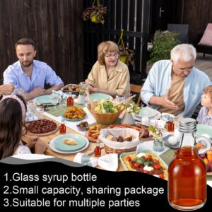 Suclain 32 Pcs 1.7oz Glass Syrup Bottles with Aluminum Lids and Loop Handle Clear Glass Bottles Reusable Maple Syrup Jars Syrup Container Stout Sample Bottles for Potion Juice Milk Storage Sauce Oil