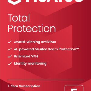 McAfee Total Protection 2024 | 5 Device | Cybersecurity Software Includes Antivirus, Secure VPN, Password Manager, Dark Web Monitoring | Key Card