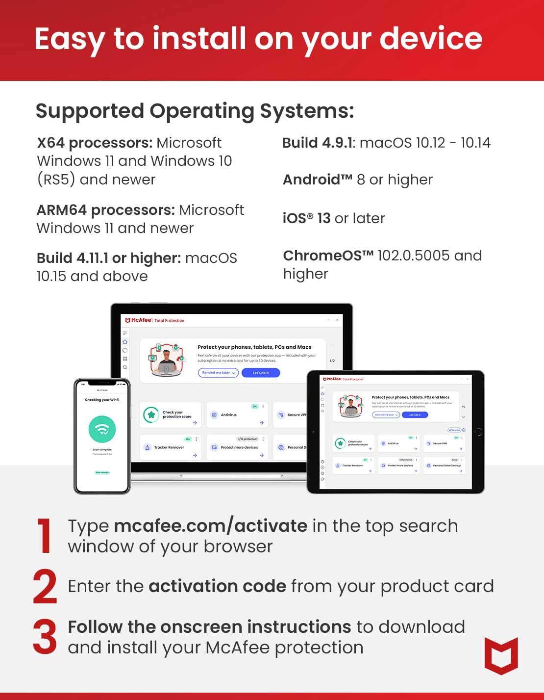 McAfee Total Protection 2024 | 5 Device | Cybersecurity Software Includes Antivirus, Secure VPN, Password Manager, Dark Web Monitoring | Key Card