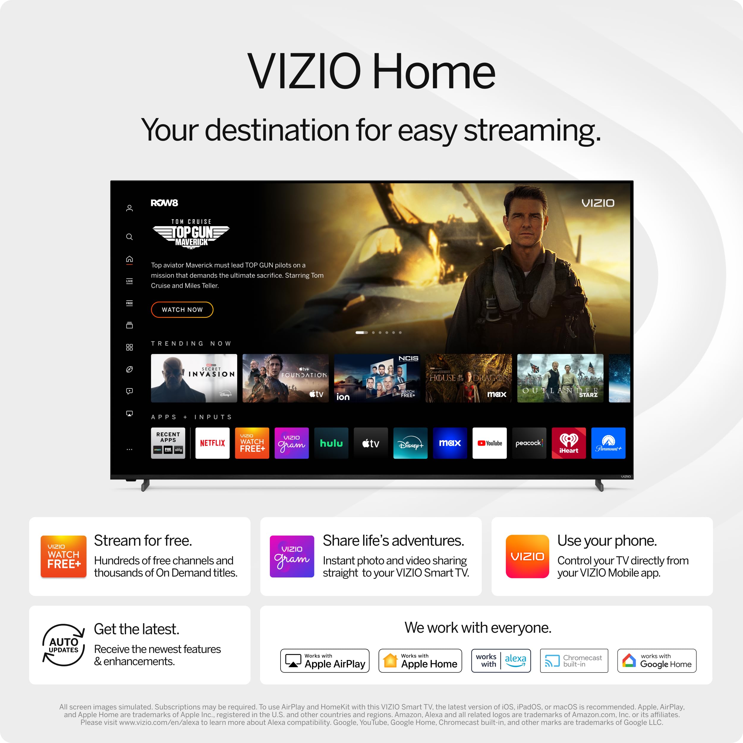 VIZIO 65-inch Quantum Pro 4K QLED 120Hz Smart TV with 1,000 nits brightness, Dolby Vision, Local Dimming, 240FPS @ 1080p PC Gaming, WiFi 6E, Apple AirPlay, Google Cast Built-in (VQP65C-84, 2023)