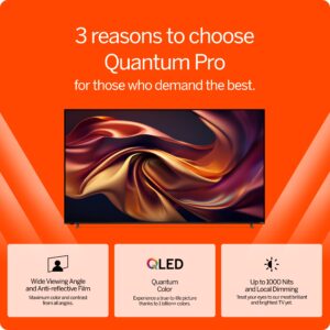 VIZIO 65-inch Quantum Pro 4K QLED 120Hz Smart TV with 1,000 nits brightness, Dolby Vision, Local Dimming, 240FPS @ 1080p PC Gaming, WiFi 6E, Apple AirPlay, Google Cast Built-in (VQP65C-84, 2023)