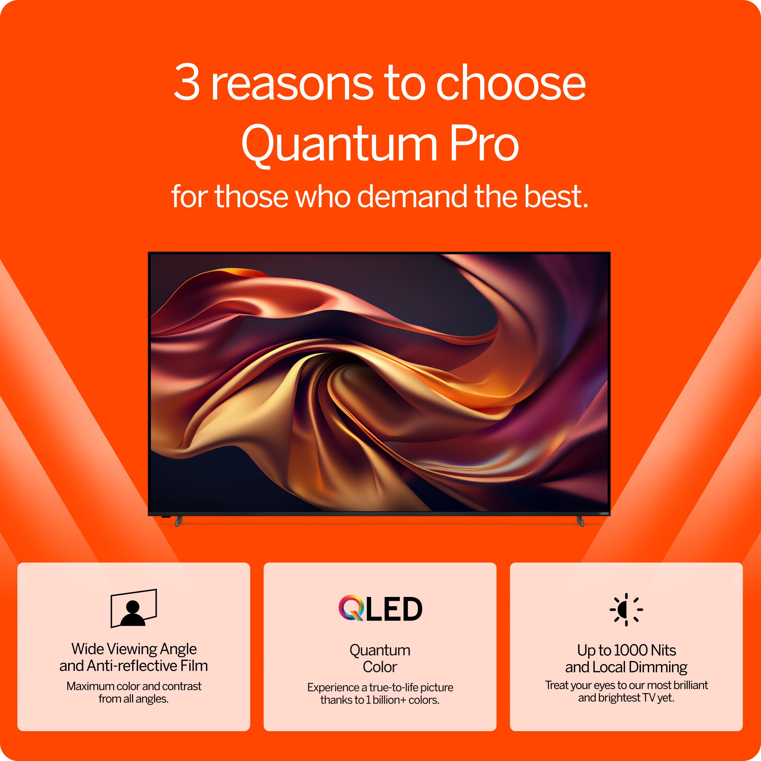 VIZIO 65-inch Quantum Pro 4K QLED 120Hz Smart TV with 1,000 nits brightness, Dolby Vision, Local Dimming, 240FPS @ 1080p PC Gaming, WiFi 6E, Apple AirPlay, Google Cast Built-in (VQP65C-84, 2023)