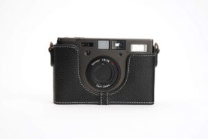 tp original handmade genuine real leather half camera case bag cover for contax t3 black color