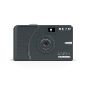 reto ultra wide and slim 35mm reusable daylight film camera - 22mm wide lens, focus free, light weight, easy to use (charcoal)