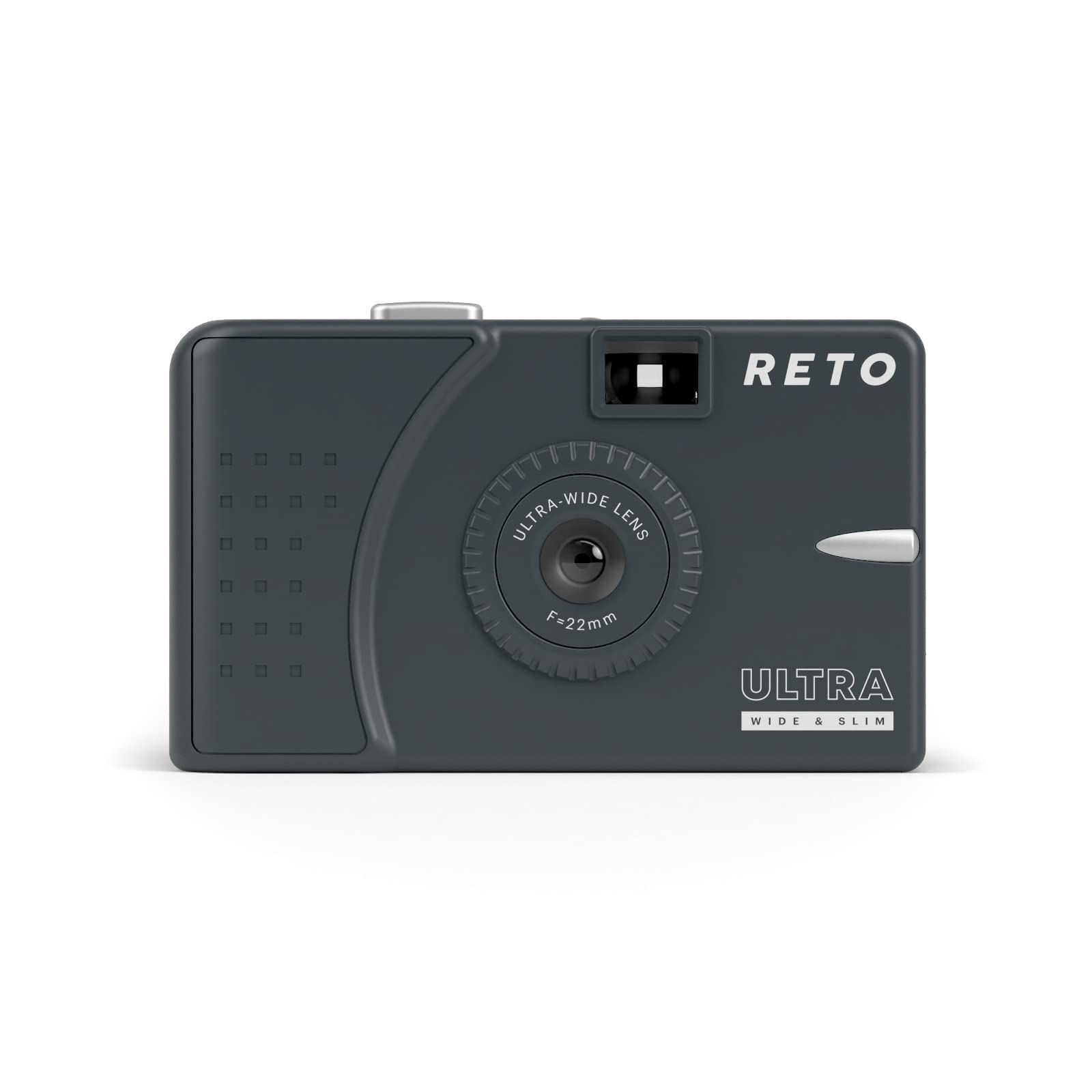 RETO Ultra Wide and Slim 35mm Reusable Daylight Film Camera - 22mm Wide Lens, Focus Free, Light Weight, Easy to Use (Charcoal)