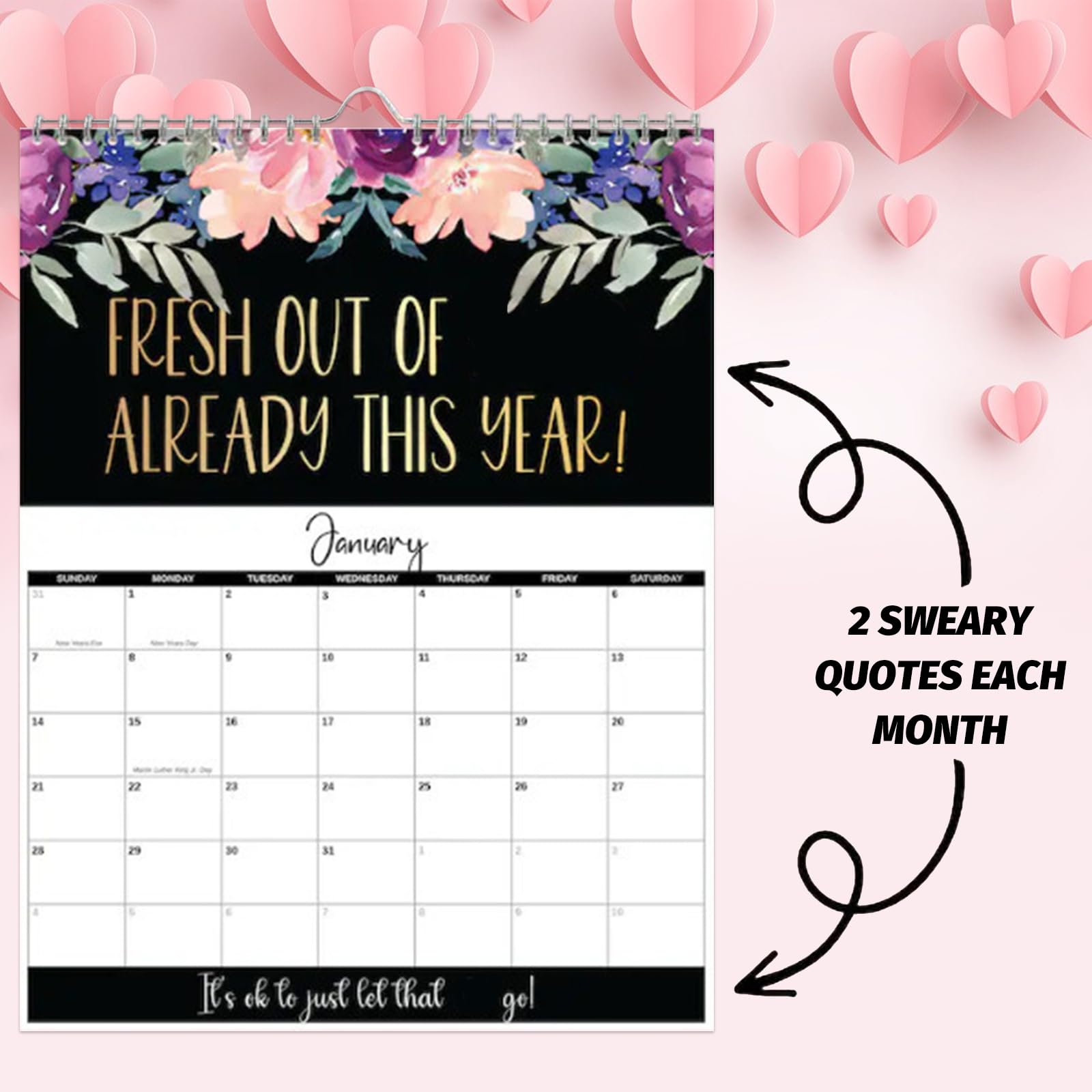 2024 Calendar for Tired Ass Women - Fu-ck It Planner, Funny Swear Word Monthly Gag Gift for Women