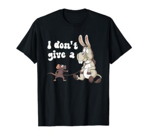 funny mouse walking a donkey i don't give rats a.ss mouse t-shirt