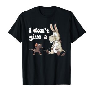 Funny MOUSE WALKING A DONKEY I Don't Give Rats A.ss Mouse T-Shirt