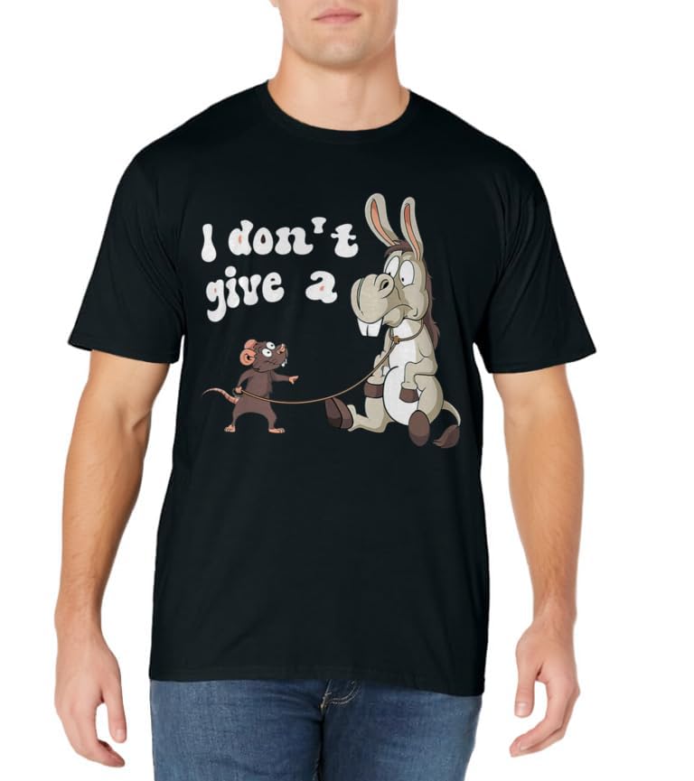 Funny MOUSE WALKING A DONKEY I Don't Give Rats A.ss Mouse T-Shirt