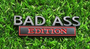 bad ass edition emblem 3d metal badass badge sticker decal with 3m tape replacement for cars, trucks, motorcycles, boats & laptops (black/red)