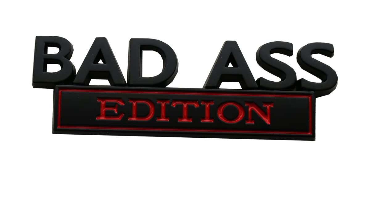 Bad Ass Edition Emblem 3D Metal Badass Badge Sticker Decal with 3M Tape Replacement for Cars, Trucks, Motorcycles, Boats & Laptops (Black/Red)