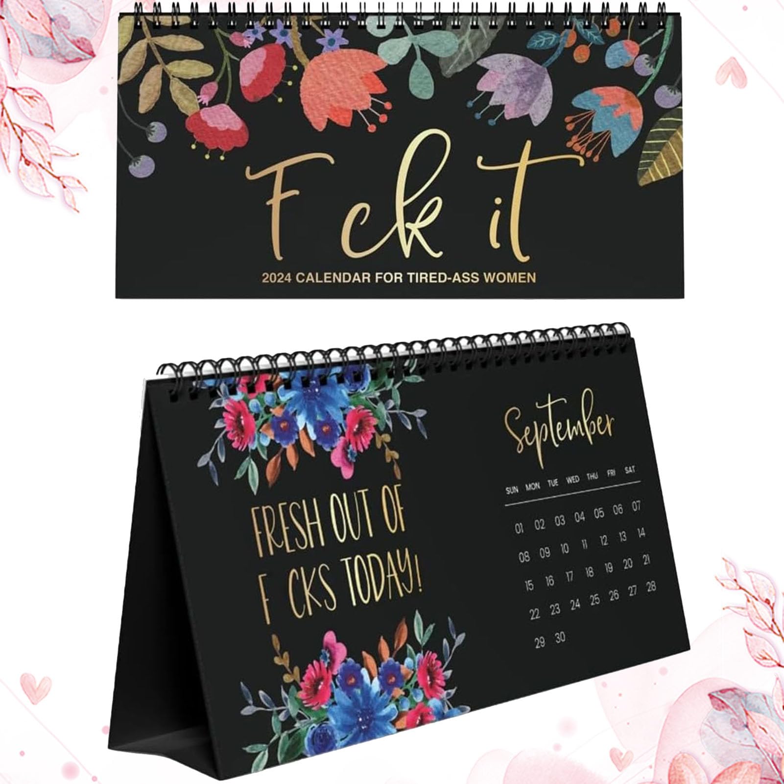 Desk Calendar 2024 | Calendar for Tired-Ass Women | Fu-ck it 2024 Calendar | Sweary Calendar Planner | 2024 Calendar Monthly to View Planner for Family School Office