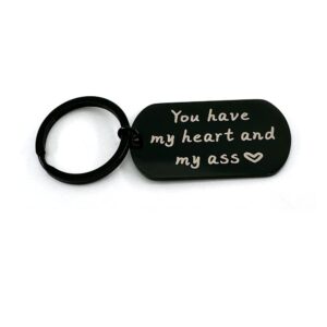 zahsy christmas gifts for boyfriend husband anniversary valentines gifts from girlfriend wife you have my heart and my ass keychain for boyfriend bf gifts husband birthday gift