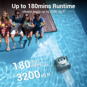 Aiper Cordless Robotic Pool Cleaner for Inground Pools, Wall Climbing Automatic Pool Robot Cleaner with Powerful Suction/Smart Navigation/Top Load Filters for Above/In-Ground Pools