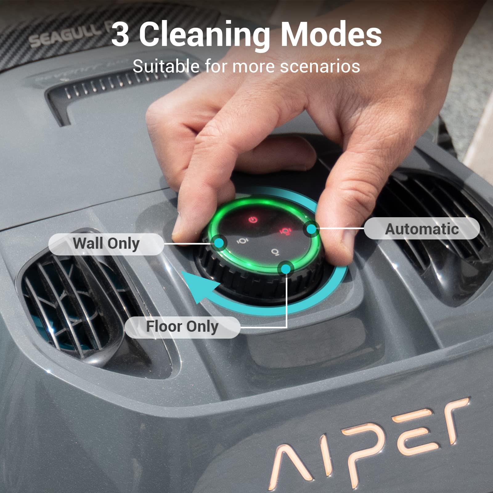 Aiper Cordless Robotic Pool Cleaner for Inground Pools, Wall Climbing Automatic Pool Robot Cleaner with Powerful Suction/Smart Navigation/Top Load Filters for Above/In-Ground Pools