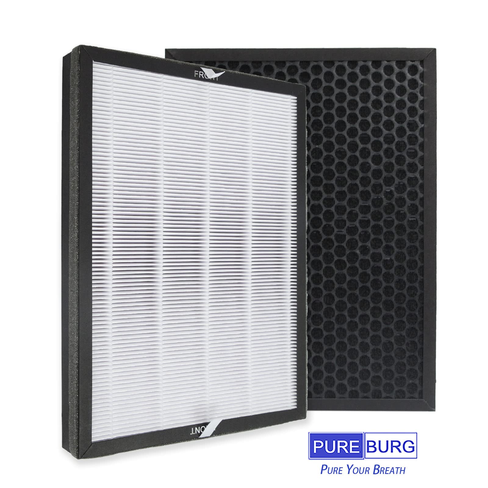 PUREBURG Replacement True HEPA Filters Compatible with Aiper KJ200 and FAMREE FA500 Air Purifiers, H13 3-Stage Filtration Activated Carbon 2-in-1,2-Pack