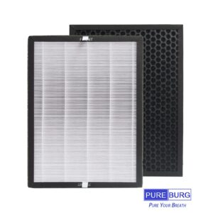 PUREBURG Replacement True HEPA Filters Compatible with Aiper KJ200 and FAMREE FA500 Air Purifiers, H13 3-Stage Filtration Activated Carbon 2-in-1,2-Pack