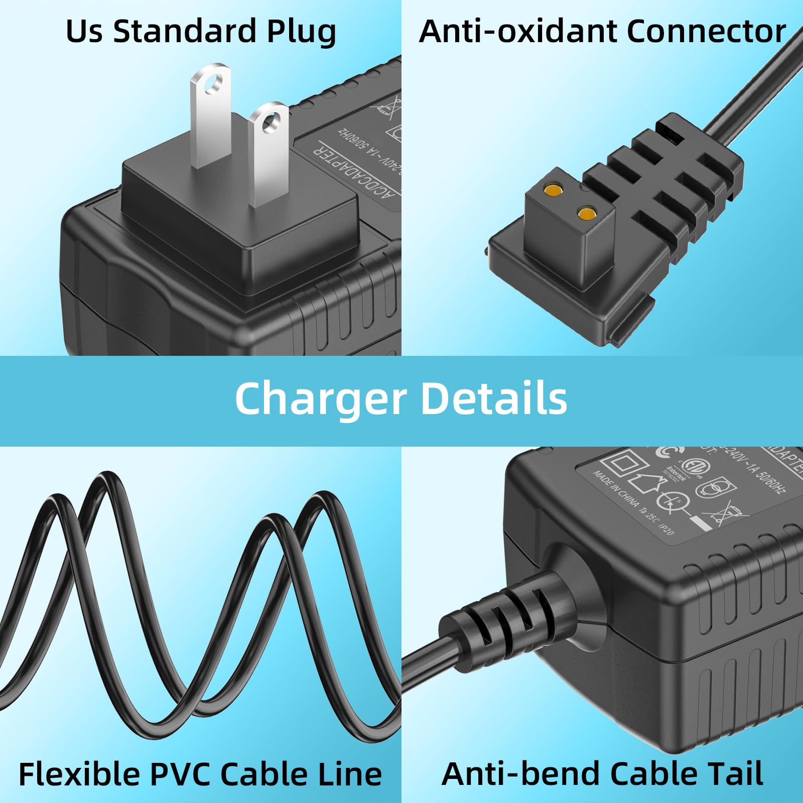 12.6V Charger for Aiper Seagull 600 800 800B SE 1000 1500 P1111 HJ1103J AIPURY1000 AIPURY 1000 Cordless Automatic Robotic Pool Vacuum Cleaner Power Cord AC/DC Adapter Supply