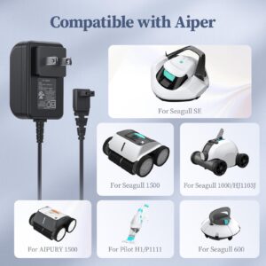 12.6V AC/DC Adapter for Aiper P1111 Pilot H1 Seagull 600 1000 1500 HJ1102 HJ1103J AI-P1111-AMUS-A Rechargeable Pool Vacuum Cleaner Charger Power Cord UL Listed DC Adaptor Supply
