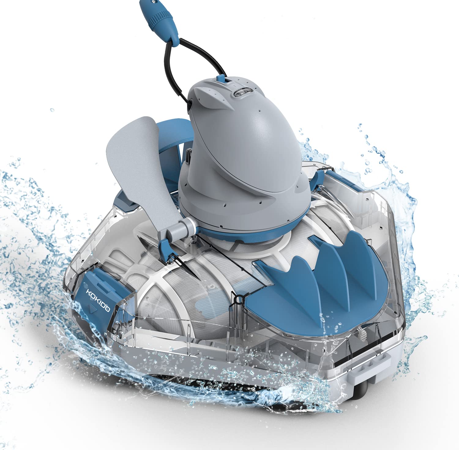 KOKIDO (2023 New) Cordless Robotic Pool Cleaner, Automatic Pool Vacuum for Flat Bottom above/Inground Pools up to 30 Feet. Dirt, Sand, Debris and Leaves (max 5 inch), Last 90 Mins, XTROJET 330