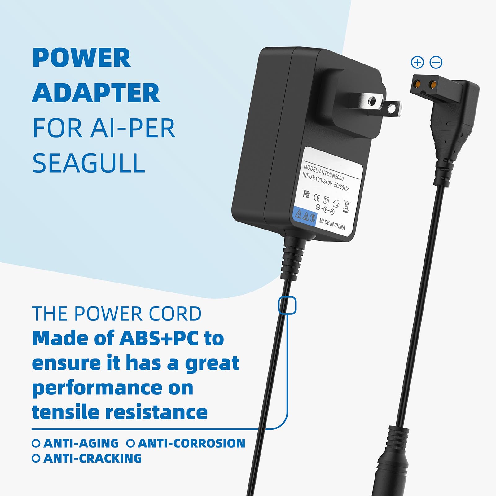 Charger for Aiper Seagull 600 1000 HJ1102 AIPURY1500, for Cordless Pool Cleaner Charger Smart Pool Cleaner Charger Pool Cleaner Charger Cord, 12.6V 2-Pin AC/DC Adapter