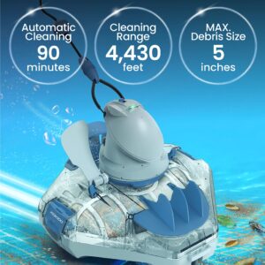 KOKIDO (2023 New) Cordless Robotic Pool Cleaner, Automatic Pool Vacuum for Flat Bottom above/Inground Pools up to 30 Feet. Dirt, Sand, Debris and Leaves (max 5 inch), Last 90 Mins, XTROJET 330