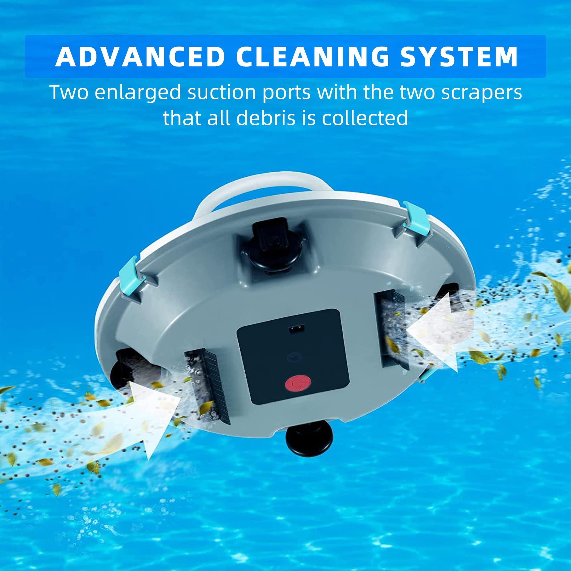 Yoyomax Cordless Robotic Pool Cleaner, Auto Dock Self Parking w/Dual-Drive Motors, Lightweight, IPX8 Waterproof, Perfect for Above-Ground/In-Ground Flat Pools up to 40FT (Lasts 60 Mins) White