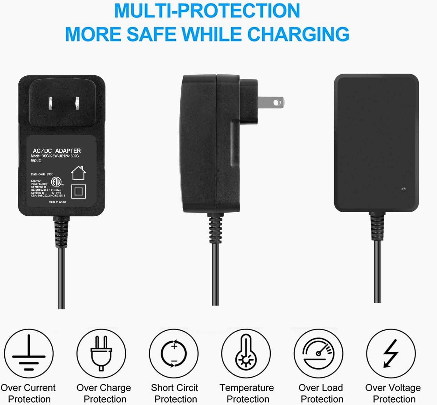 Digipartspower 12.6V 2-Prong AC/DC Adapter Compatible with Aiper Seagull 800 800B SE Cordless Robotic Pool Cleaner Lithium Ion Battery 12.6VDC 1.8A DC12.6V 1800mA Power Supply Cord Cable Wall Charger
