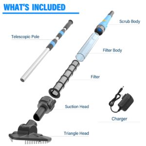 Oxseryn Cordless Pool Vacuum, Portable Rechargeable Pool Vacuum Cleaner, 45 Mins Run Time, Ideal for Small above Ground Pools, Hot Tubs and Spas