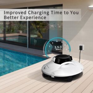 Knocokie Cordless Pool Vacuum Cleaner, Robotic Pool Cleaner, Lasts 120min, Dual-Motor,Smart Navigation and Parking System, LED Indicator, Suitable for Flat Pools Up to 1000 sq. ft 1-year warranty