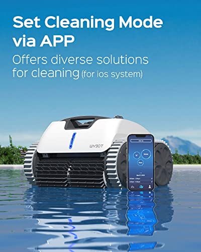 WYBOT S1 High-end Cordless Wall Climbing Robotic Pool Cleaner with APP Mode, Smart Mapping Tech, Lasts 180mins, Automatic Pool Vacuum Robot with Powerful Suction, Fast Charging Fit for Inground Pools