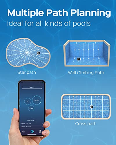 WYBOT S1 High-end Cordless Wall Climbing Robotic Pool Cleaner with APP Mode, Smart Mapping Tech, Lasts 180mins, Automatic Pool Vacuum Robot with Powerful Suction, Fast Charging Fit for Inground Pools