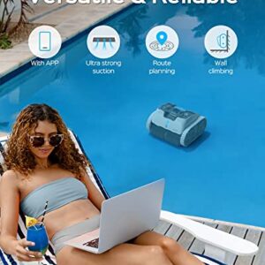 WYBOT S1 High-end Cordless Wall Climbing Robotic Pool Cleaner with APP Mode, Smart Mapping Tech, Lasts 180mins, Automatic Pool Vacuum Robot with Powerful Suction, Fast Charging Fit for Inground Pools