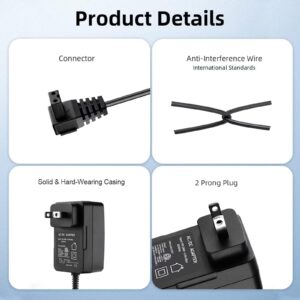 kybate 2-Prong 12.6V 1A AC/DC Adapter Compatible with AIPER Smart Seagull 600 HJ1102 Cordless Automatic Robotic Pool Vacuum Cleaner 2600mAh Lithium Ion Battery Sunshine XSD-1261000NUSD Power Charger