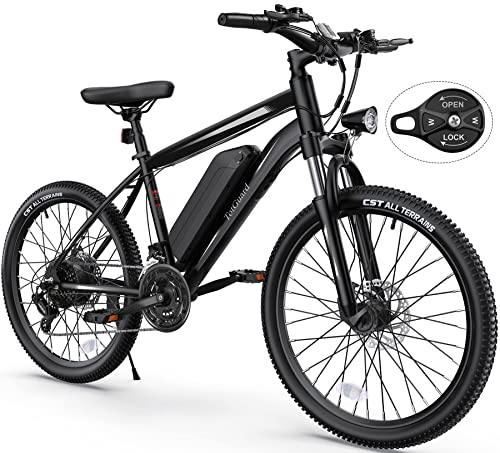 TotGuard Electric Bike, Electric Bike for Adults 26'' Ebike with 350W Motor, 19.8MPH Electric Mountain Bike with Lockable Suspension Fork, Removable 36V/10.4Ah Battery, Professional 21 Speed Gears