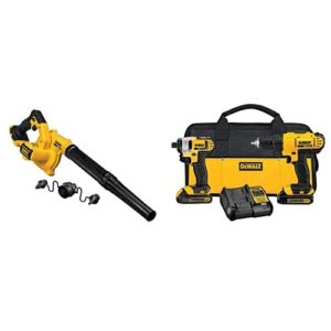 dewalt 20v max* blower for jobsite, compact, tool only (dce100b) with dewalt 20v max* cordless drill combo kit, 2-tool (dck240c2)