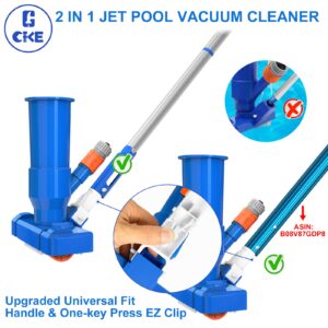 CKE 2024 68" Portable Pool Vacuum Jet Underwater Cleaner W/Brush Bag, 4 Section 1.25" Pole of Hand Held Portable Vacuum Pool Cleaner Pool Spa Pond Mini Jet Underwater Jet Vac for Above Ground Pool Vac