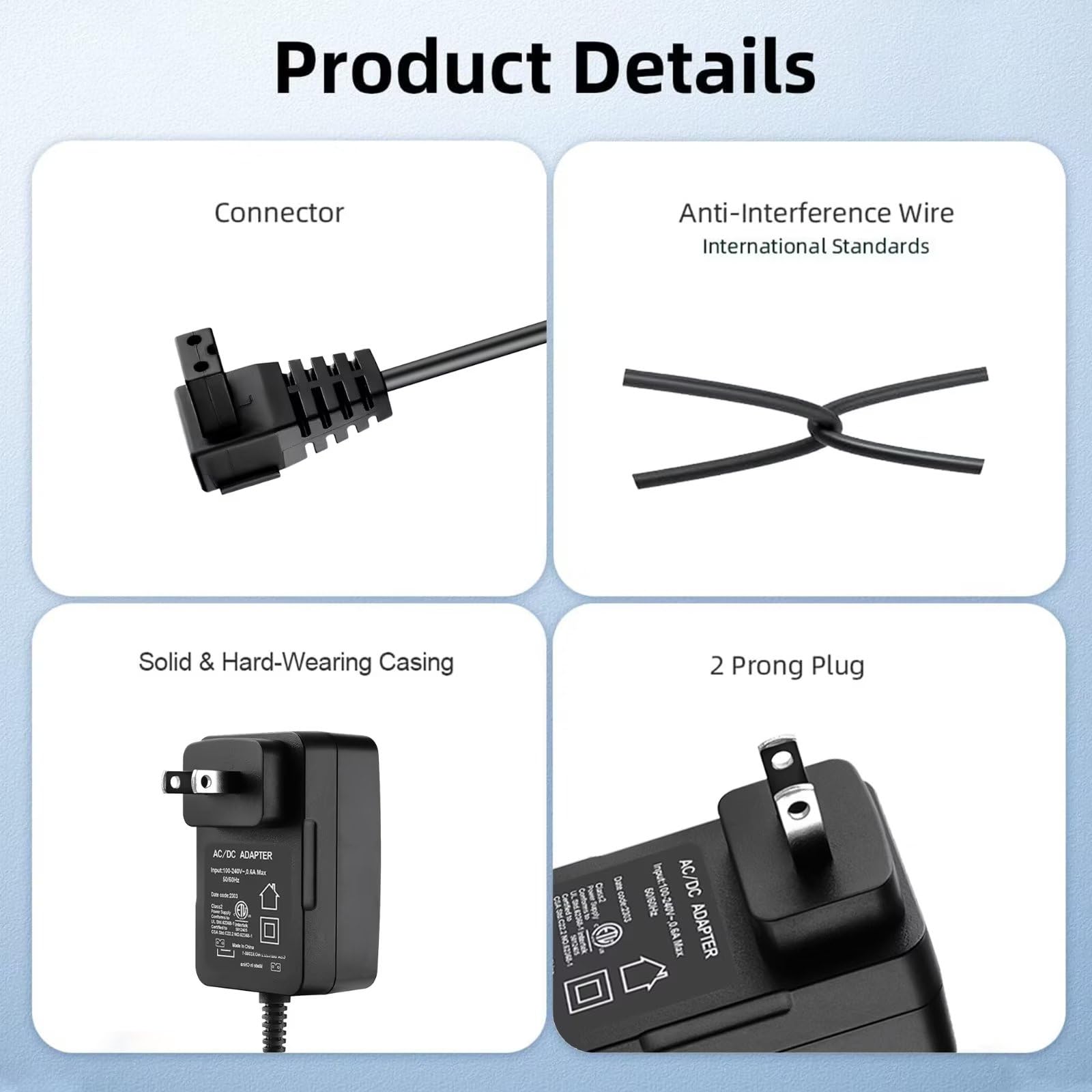 kybate 12.6V 2-Prong AC/DC Adapter Compatible with Aiper Seagull 800 800B SE Cordless Robotic Pool Cleaner Lithium Ion Battery 12.6VDC 1.8A DC12.6V 1800mA Power Supply Cord Cable Wall Charger PSU