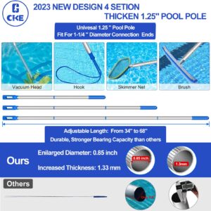 CKE 2024 68" Portable Pool Vacuum Jet Underwater Cleaner W/Brush Bag, 4 Section 1.25" Pole of Hand Held Portable Vacuum Pool Cleaner Pool Spa Pond Mini Jet Underwater Jet Vac for Above Ground Pool Vac