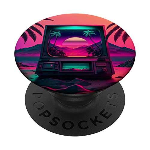 Vaporwave CRT TV Synthwave Aesthetic Retro 80s PopSockets Swappable PopGrip