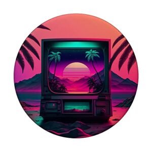 Vaporwave CRT TV Synthwave Aesthetic Retro 80s PopSockets Swappable PopGrip