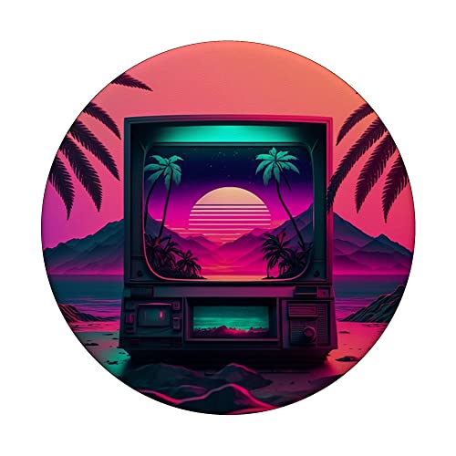 Vaporwave CRT TV Synthwave Aesthetic Retro 80s PopSockets Swappable PopGrip